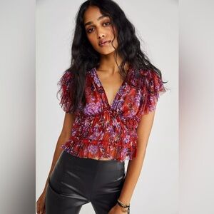 Free people making me Smile Print Top